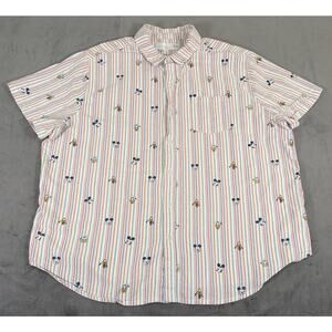 Disney Regular Men's Mickey Mouse Donald Duck Goofy Button-Down Shirt, Sz 2XL